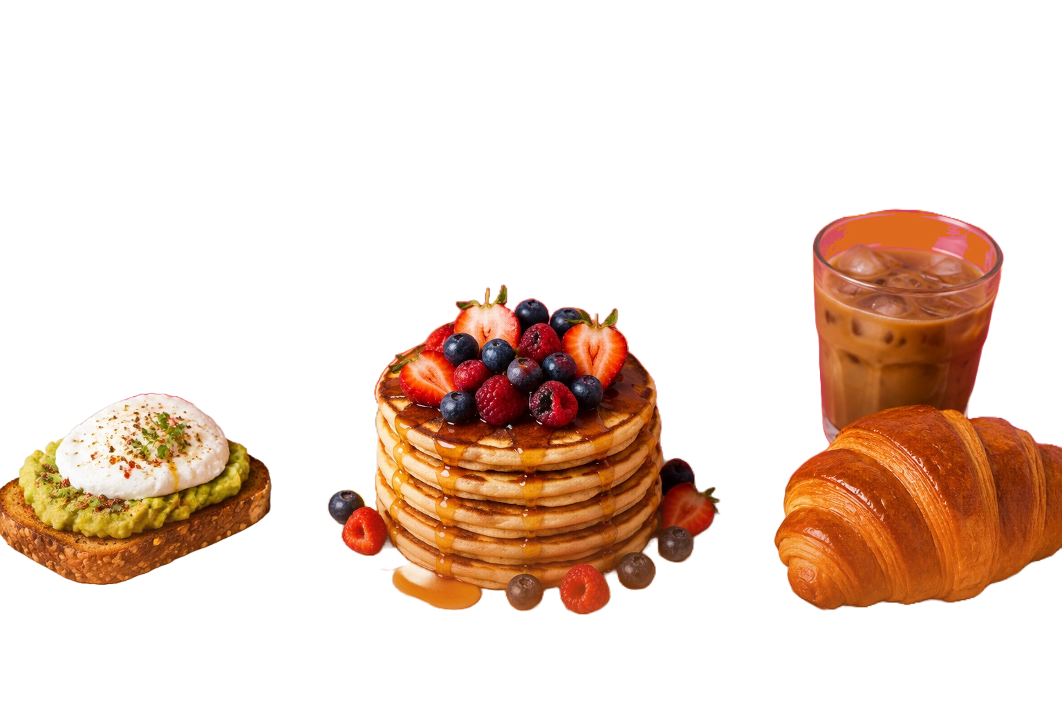 Sélection sucrée-salée du TipTop Coffee Shop : tartine, viennoiserie et café gourmand.